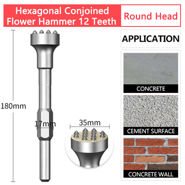 Flower Hammer Chisel Drill Bit Wall Concrete Cement Hit Lychee Surface Electric Pick Electric Hammer One Alloy Hair Hit Artifact: Gold