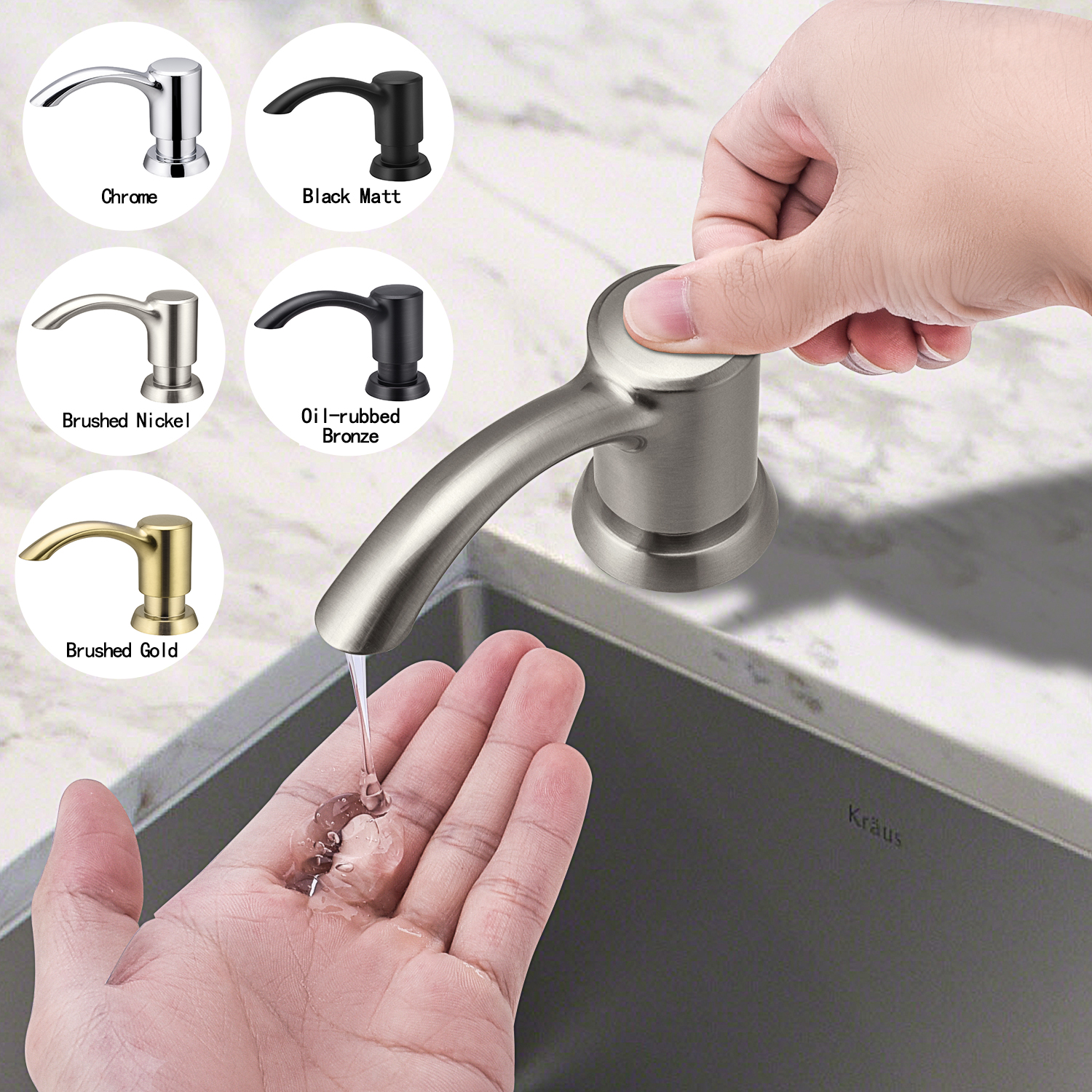 Dispensador de jabón de níquel Samodra, fregadero de cocina negro, contador, dispensador de jabón líquido, botella, accesorios de cocina, bombas integradas de 360ml
