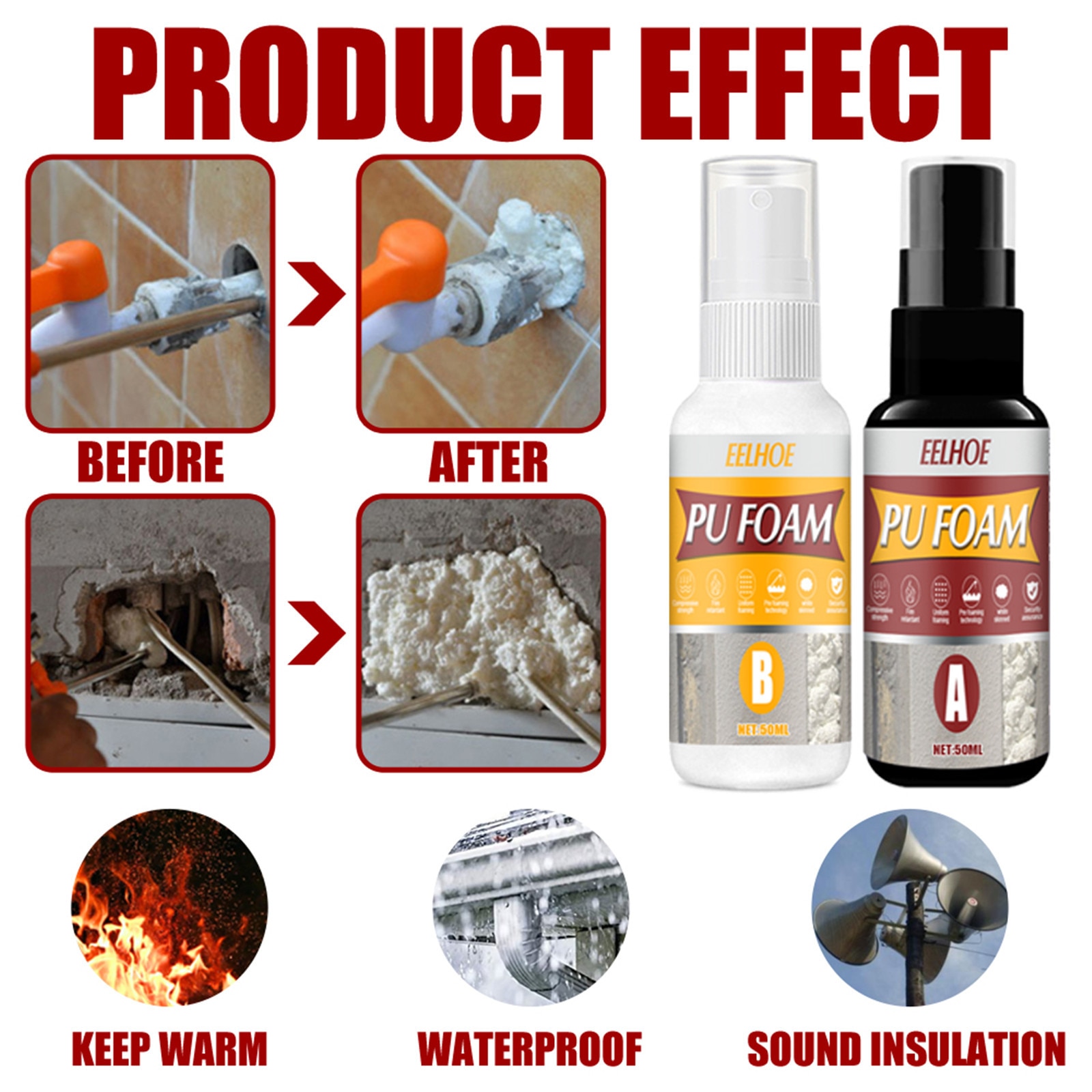 Multi-purpose Foaming Agent for Home Accessories One Component Polyurethane Foam Sealant Agent