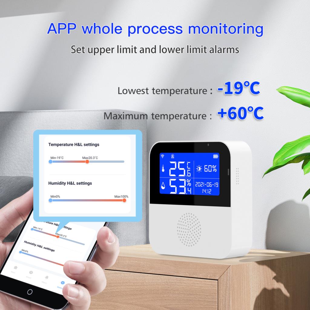 Capteur intelligent de température et d'humidité WiFi, hygromètre