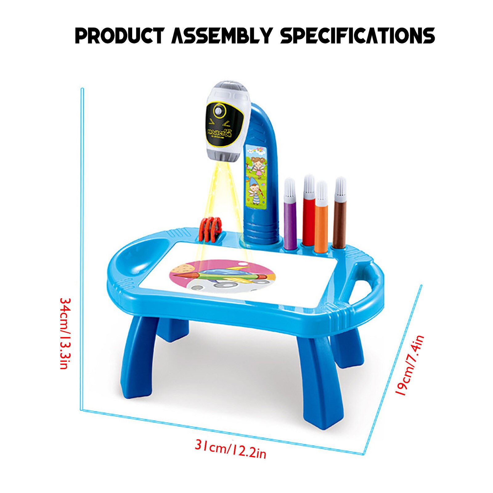 Kids Children Educational Early Learning Musical Projector Projection Painting Drawing Table Desk Toy Paint Tools Gif DIY Toys