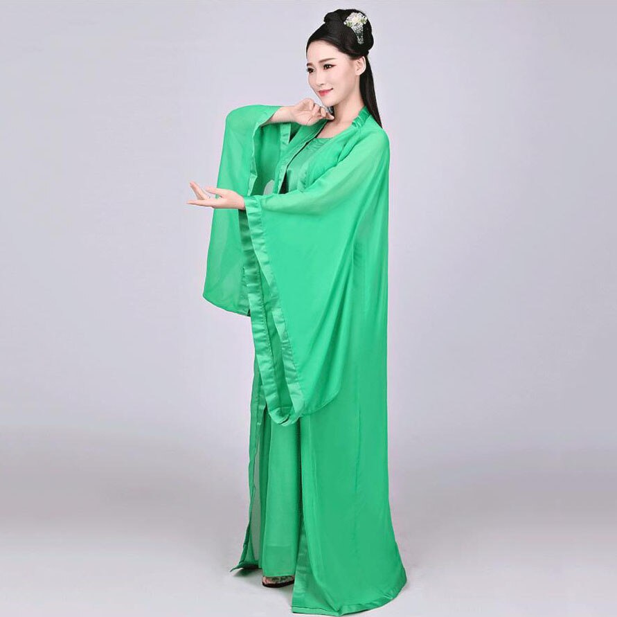 Female Chinese Folk Dance Fairy Dress Green White Stage Costumes Man Hanfu Woman Traditional Chinese Clothing