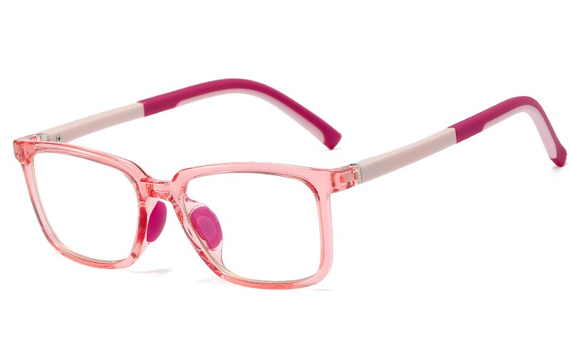 Peekaboo baby kids glasses blue light tr90 frame for computer clear lens boy square glasses frame for children girl: pink with clear