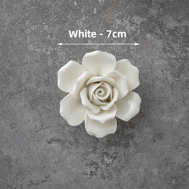 Decoraciones de pared de flores de cerámica creativas, obra de arte de porcelana hecha a mano, artesanía para el hogar, accesorios de decoración, artes decorativas: Borgoña
