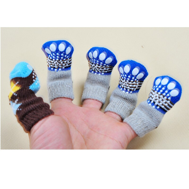 AHUAPET-Calcetines para perro Chihuahua, ropa, zapatos, Calcetines antideslizantes de punto de lana de algodón, medias de laboratorio doradas de peluche para perros y mascotas E