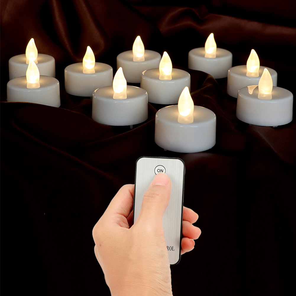 10Pcs Battery Votive Candles With Remote Control Led Candles Small Tea Lights Party Candles Electronic Candles Festive Decor