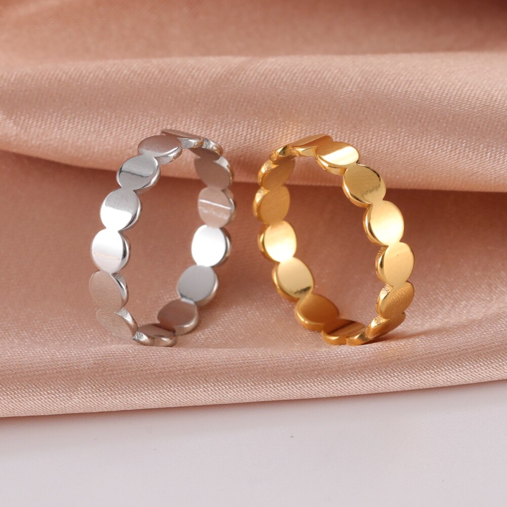 Skyrim Geometric Round Minimalist Rings for Women Girls Gold Color Stainless Steel Ring Wedding Party Jewelry