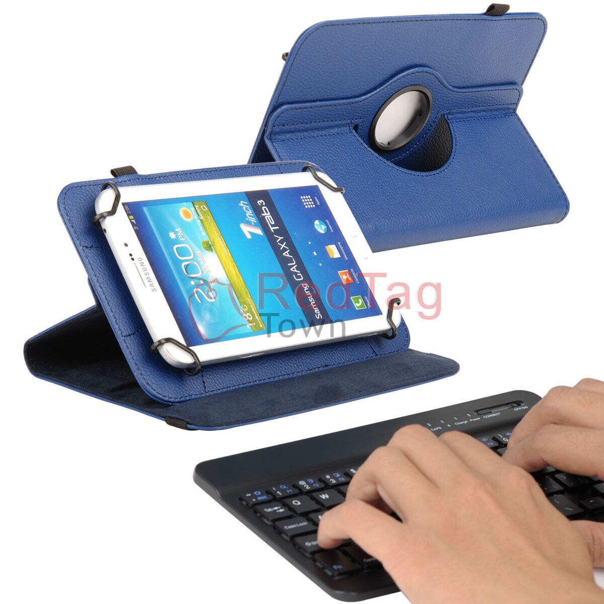 Rotating PU Leather Case with Bluetooth Keyboard for 7" RCA 7 Voyager II 2 / Pro Tablet Stands