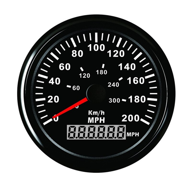 85mm 0-120km/ t gps speedometer 200 km/ t til motorcykelbil båd 12v/24v med rødt baggrundslys: 910-10168- mia