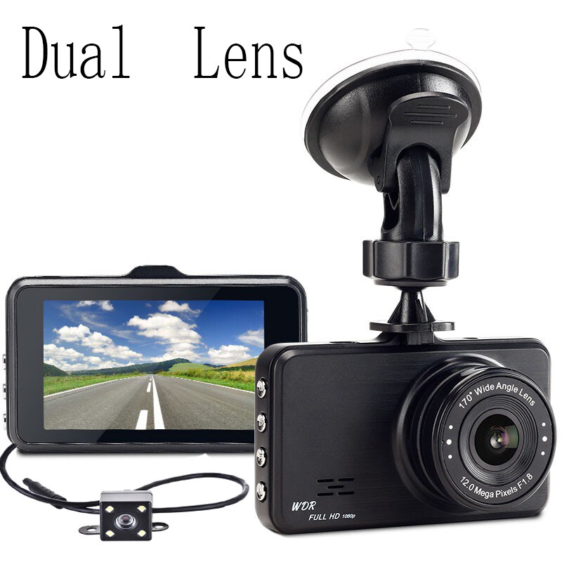 Caméra de tableau de bord 1080P, grand Angle 170 °, dashcam, dashcam, enregistreur de vue arrière, 3 pouces, Full HD, enregistrement en boucle, Vision nocturne, capteur G: Dual Lens / 8G TF Card