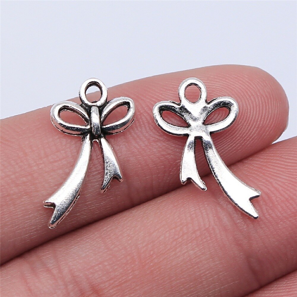 20Pcs Charms Tiny Boog Antiek Zilver Kleur Strik Charms Sieraden Bevindingen Diy Strik Charms: B15281-20x11mm