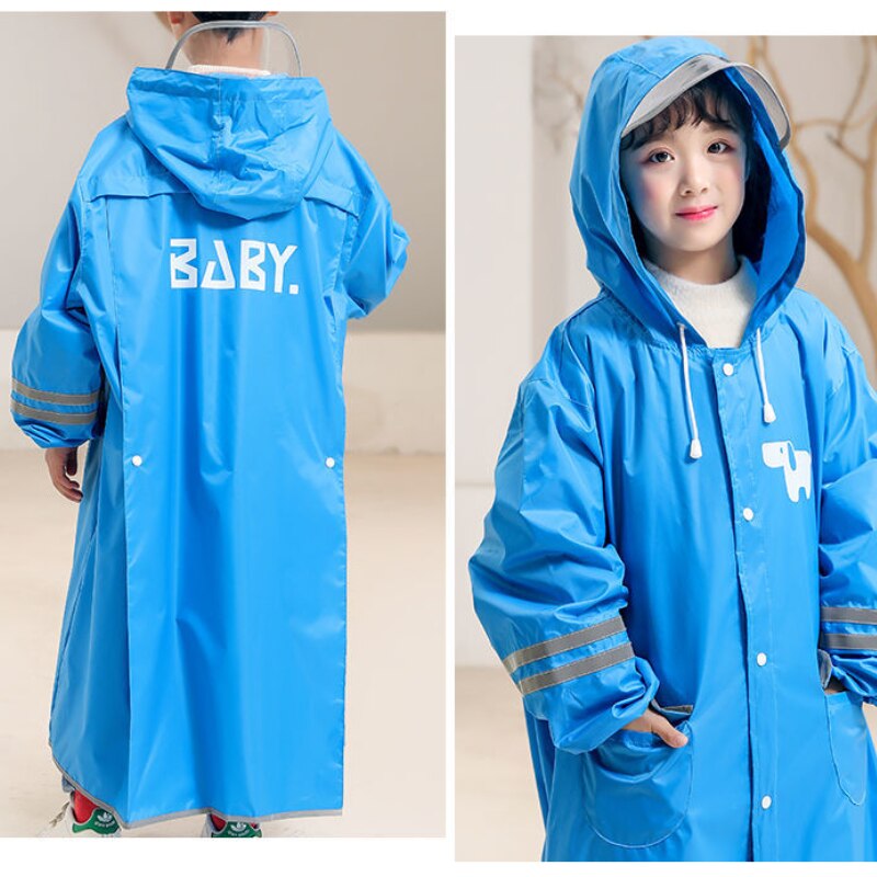 Chubasquero azul para niños de 5 a 12 años, ropa impermeable para exteriores, chubasquero para niña, traje de lluvia escolar