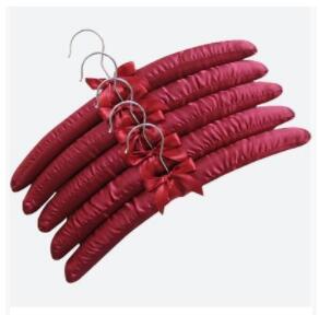 Satin Padded Hanger Silk Wrapped Clothes Hanger Clothes Hanging Silver Hook Sponge Hangers Clothes Shop Display Hangers: 16 wine red