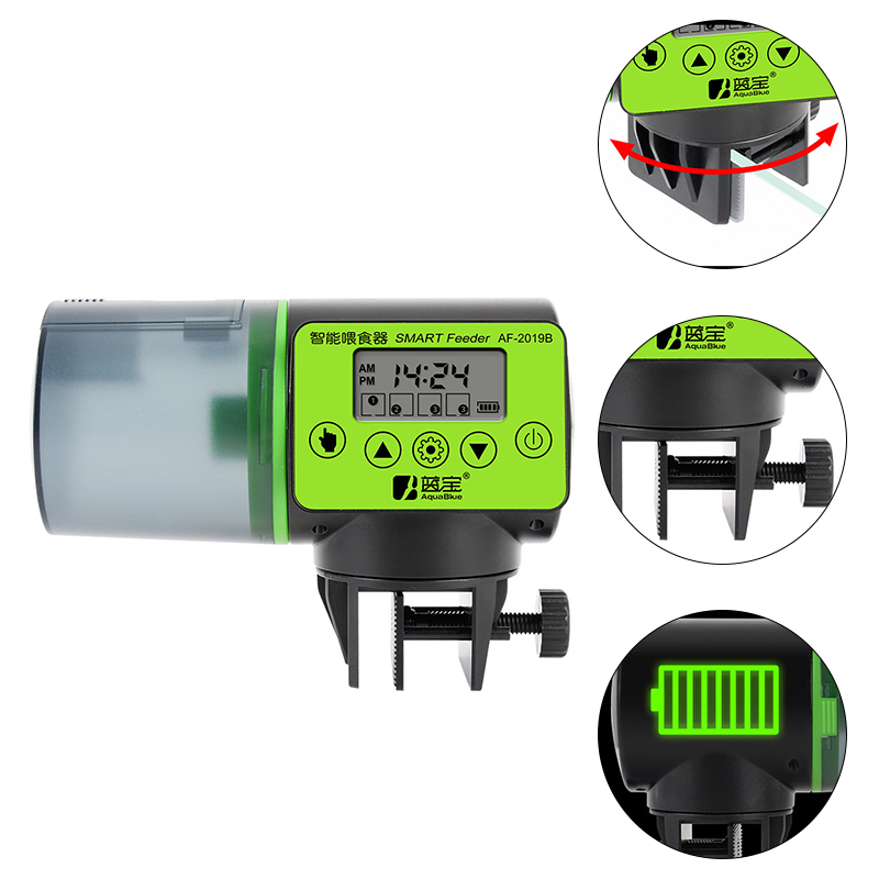 Cool automatisk fiskefoderautomat digital akvarium akvarium elektrisk plastik timer foderautomat madfodringsautomat værktøj fiskefoder