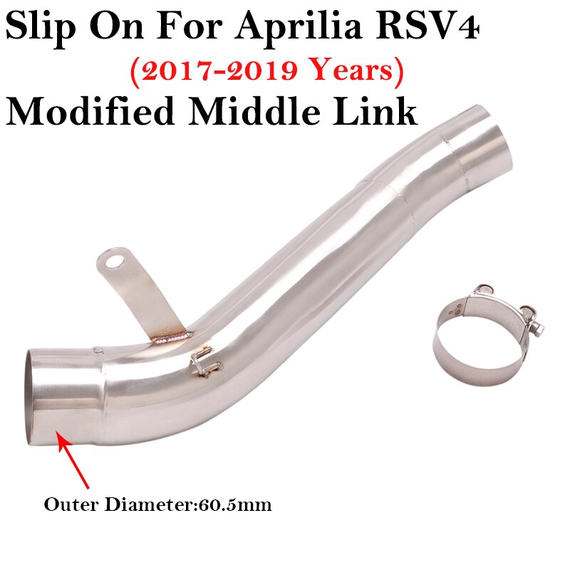 Slip Op Voor Aprilia RSV4 18 Motorfiets Uitlaatpijp Escape Systeem Gemodificeerde Midden Link Pijp Connection 60.5Mm uitlaat