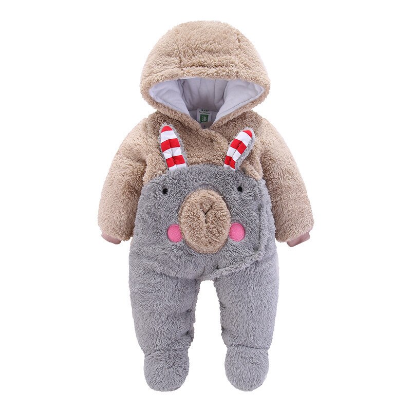 LZH Winter Herbst Baby Strampler Für Baby Junge neugeboren Baby Mädchen Strampler Gesamt Mit Kapuze Warme Kleidung 0-2 jahre Baby Kleidung: Braun / 12m