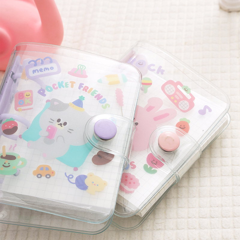 Korean Mini 3 Hole Binder Loose-leaf Notebooks and Journals Pocket Pvc Transparent to Do List Check Notepad School Stationery