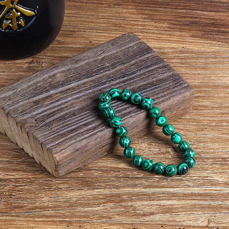 Malachite Beads Bracelet 4/6/8/10mm Natural Stone Peacock Malachite Beaded Handmade Bracelet Bangles Jewelry Women Men