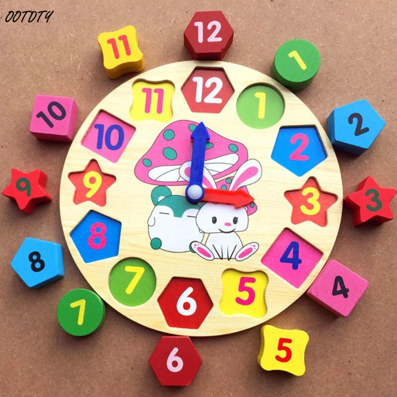 Ootdty Cartoon Houten Klok Educatief Leren Sorteren Klok Puzzel Cognitie Spelen Speelgoed Voor Kinderen Peuters Baby