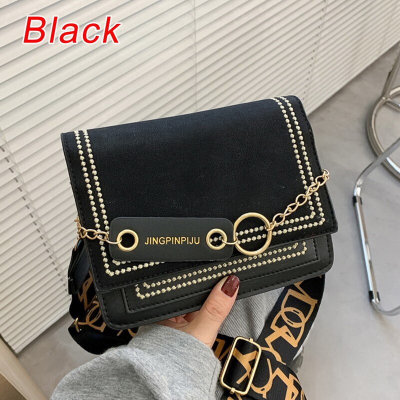 Crocodile pattern Shoulder Women's Matte Contrast Color Shoulder Messenger Bag Small Square Bag сумка женская: Black 3