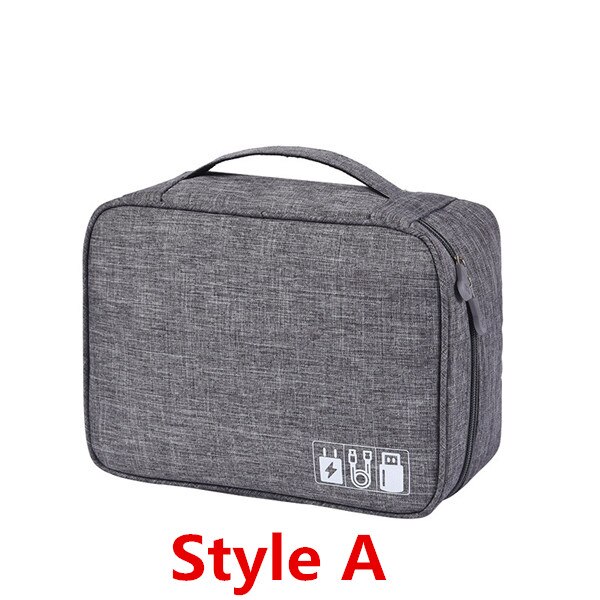 Electronics Organizer Bag - Portable Digital USB Gadget Case - Travel Charger Holder: A-Gray
