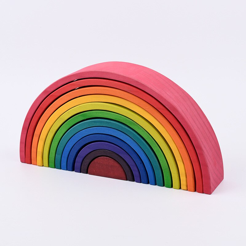 Bambini blocchi arcobaleno in legno foresta albero arcobaleno casa assemblaggio ad arco colore educazione precoce giocattoli e interazione figlio genitore