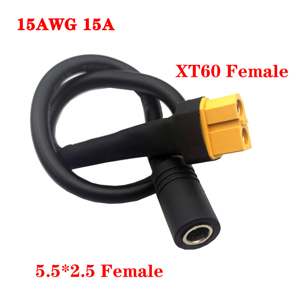 XT60 Male/Female Connector To DC5525/5521 Power Cable 5.5*2.5 5.5*2.1mm Adaptor Glasses Battery Charging Conversion Wire 10A 15A