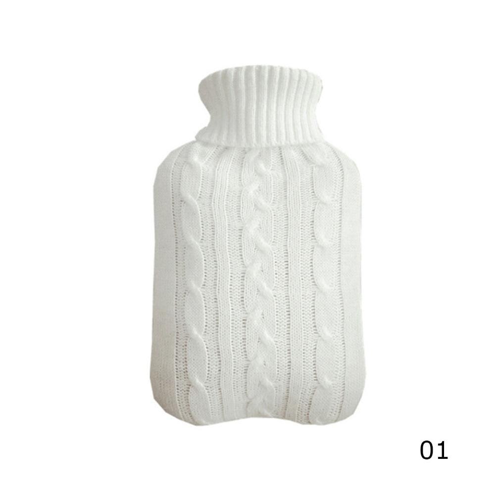 2000Ml Warm Water Fles Gebreide Cover Effen Kleur Water Gevulde Tas Doek Cover Handwarmer Winter Soft water Fles: White