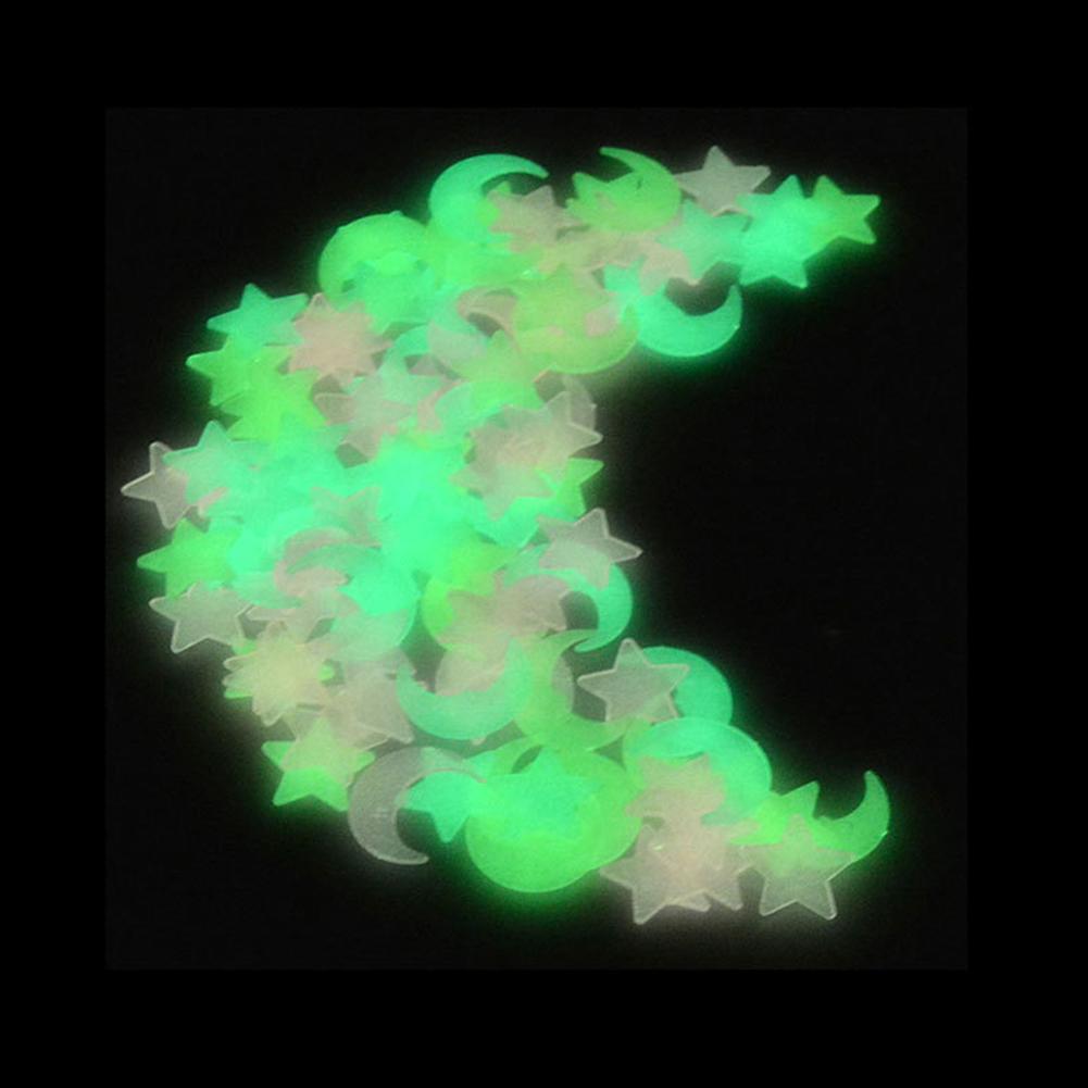 Fluorescent Wall Sticker Moon Star Wallpaper Glow Shine In The Darkness Special Festivel Kids Baby Bedroom Decoration Home Decor