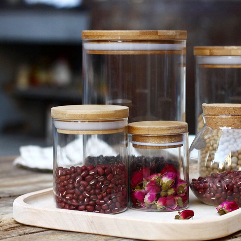 kitchen accessories glass storage bottles jars with lid kitchen glass storage containers tea scented tea food glass jar 200ml
