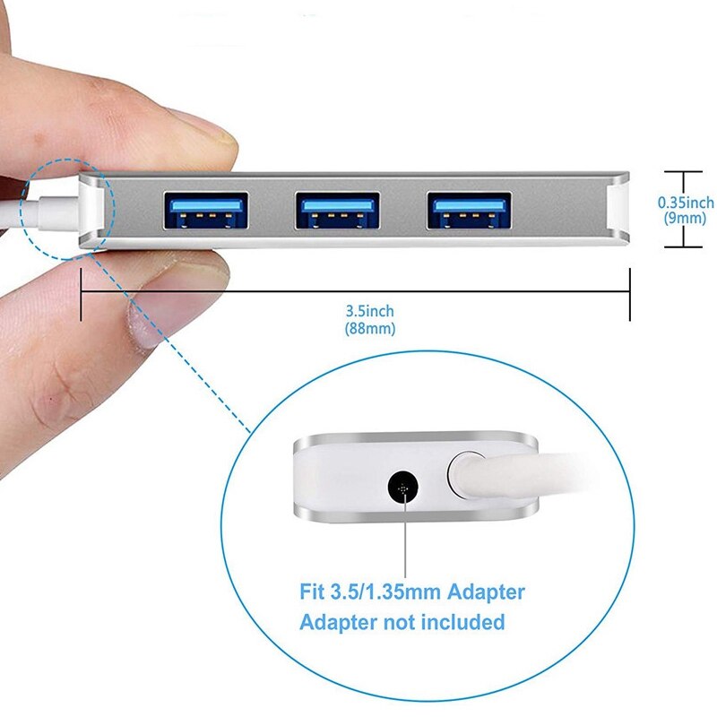 Extensor de divisor de 4 puertos USB 3,0, Cable externo para ordenador portátil, concentrador Multi USB para ordenador PC