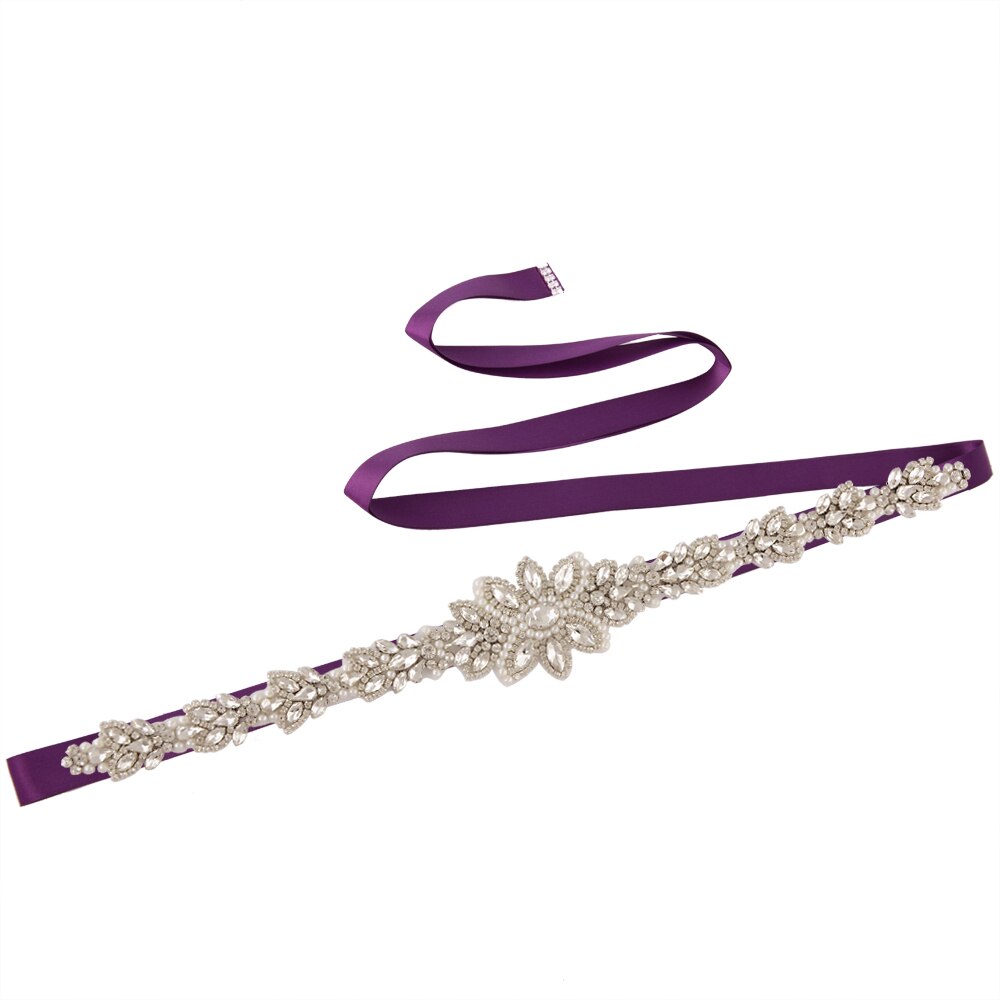 OLOMLB Braut Gürtel Hochzeit Gürtel Strass Silber Diamant Braut Gürtel für Brautkleid Hochzeit Zubehör für Abendkleid Werden: Violett