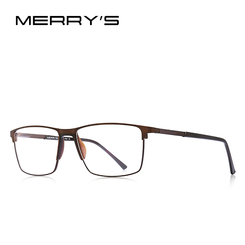 MERRYS Men Titanium Alloy Glasses Frame Business Style Male Square Ultralight Eye Myopia Prescription Eyeglasses S2170: GRAY