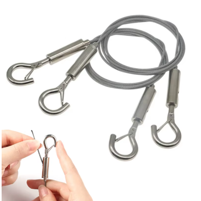 Verstelbare automatische draadkabel veerhaak waslijn foto hangende oplossing systeem ophangcode roestvrijstalen kabel