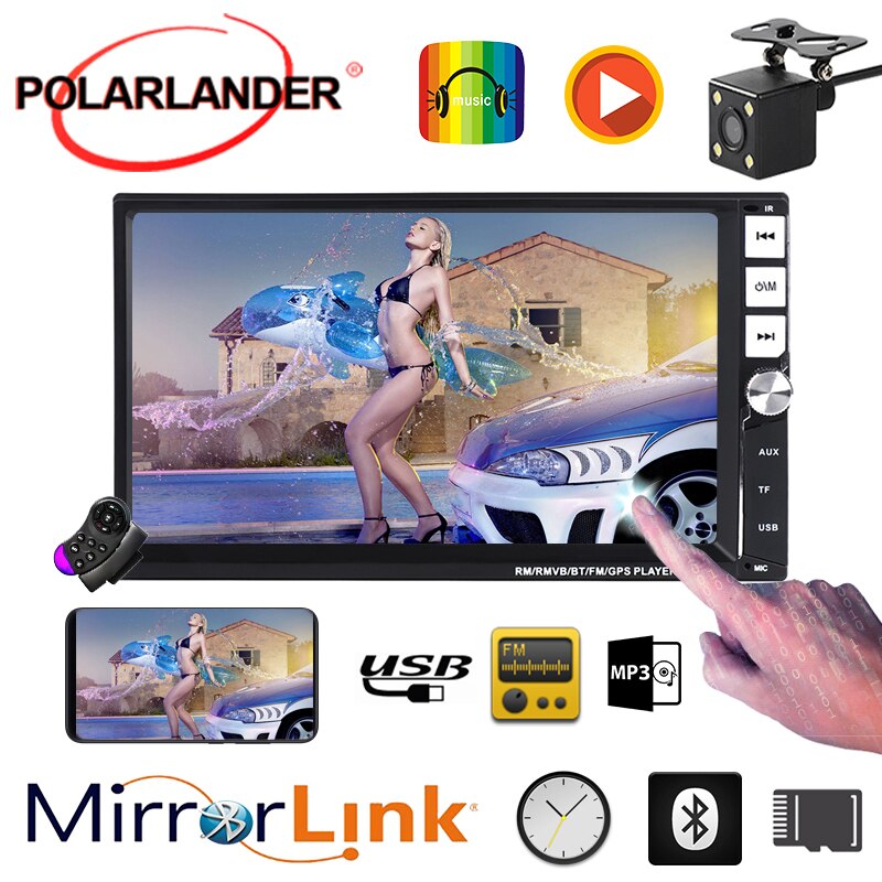 Mirror Link android touch screen Multimedia Audio camera 2 din Car Radio MP5 player autoradio subwoofer