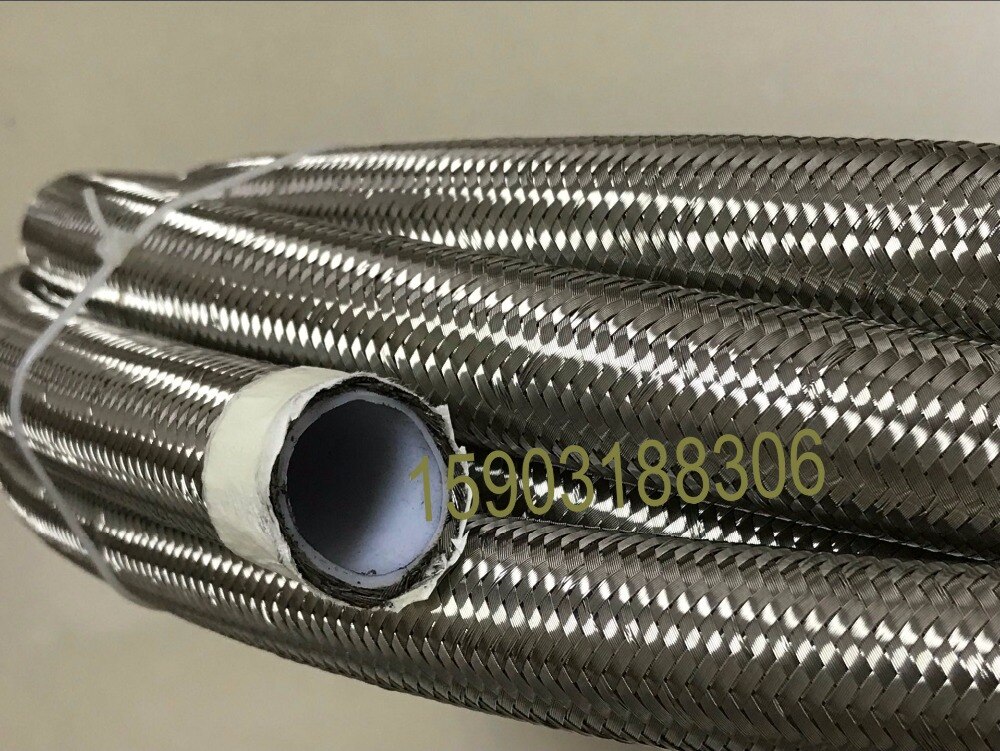 AN 16 16an Stainless steel braided white PTFE lined fuel hose Line 15ft