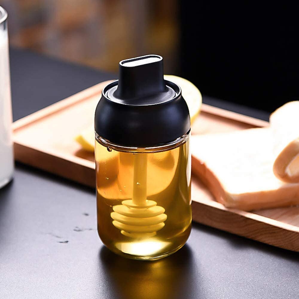 3 st kryddflaskor set glaskryddor förvaringsbehållare kryddkruka kryddburk med sked honungskruka oljeborsteflaska