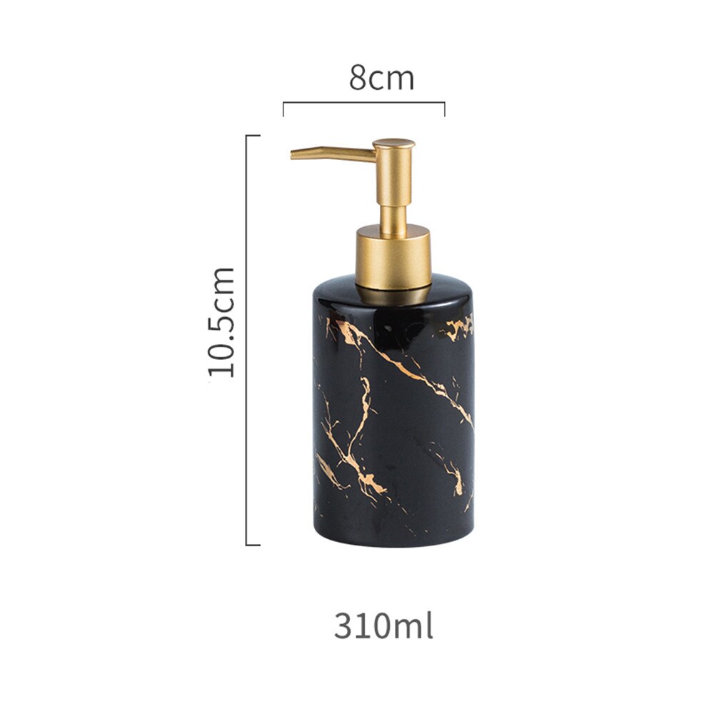 310ml Ceramic Soap Dispenser Bathroom Shampoo Bottle Hand Washing Hair Conditioner Marbled Bottles Kitchen Detergent Sub-bottle: Black