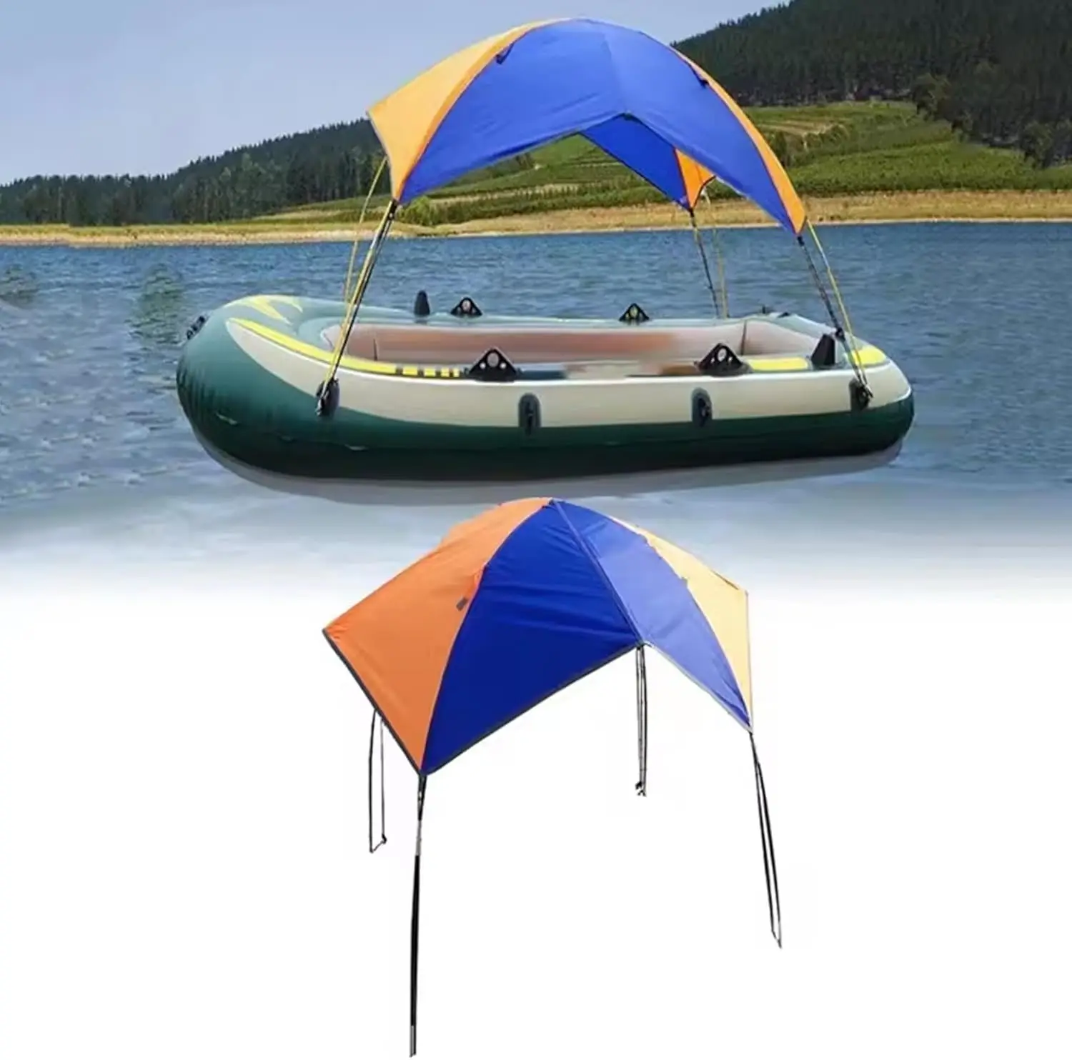 Universelles Bootsüberdachung mit UV-Schutz, tragbares Angeln, Zelt, Sonne, Regenschutz für Gummi, Beiboot, Wassersport