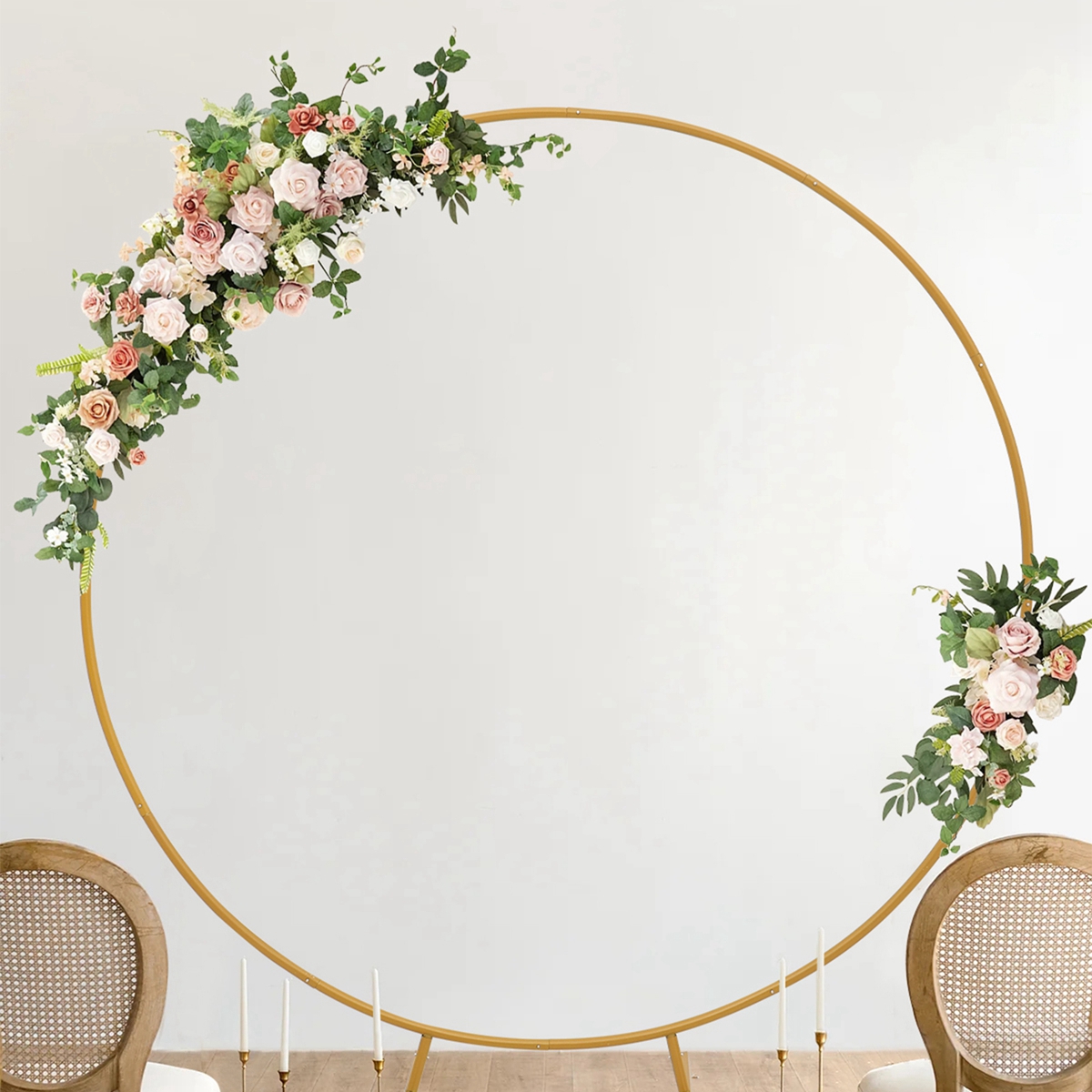 Soporte de guirnalda de arco de Metal para boda, soporte redondo para telón de fondo, recuerdos de de boda, decoración de de cumpleaños, marco de arco de globo circular