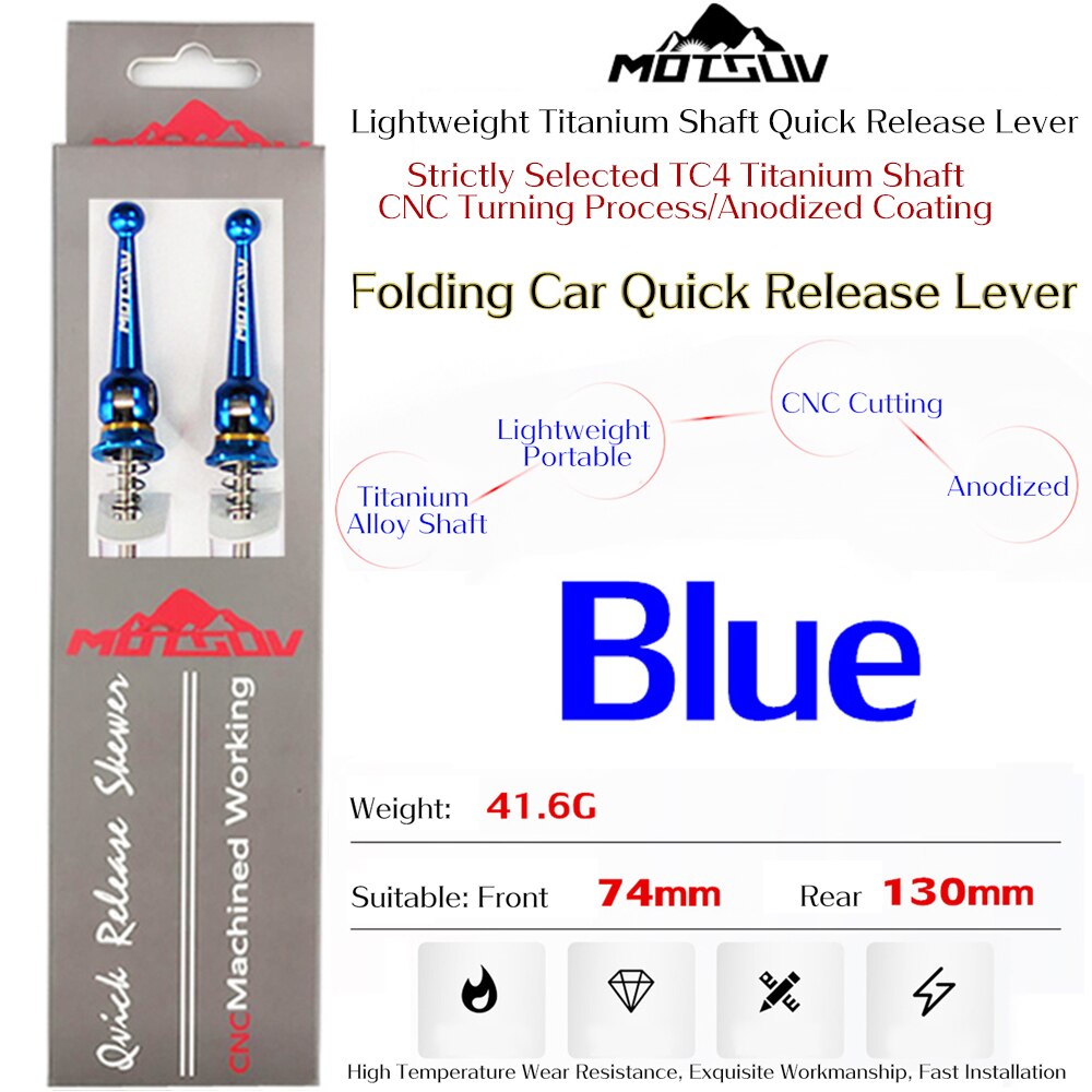 MOTSUV Folding bike Titanium Ti Skewer QR Quick Release Skewer lever MTB Road Cycling Hub Road Bike Quick Release Bicycle Parts: Folding bike Blue