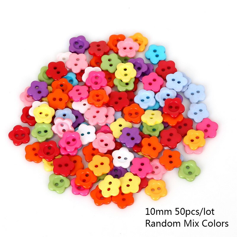 50-100 Uds. Botones de dibujos animados de estrella redonda del corazón para mezclar la forma DIY, botones de plástico para coser ropa de los niños: 10mm 50pcs