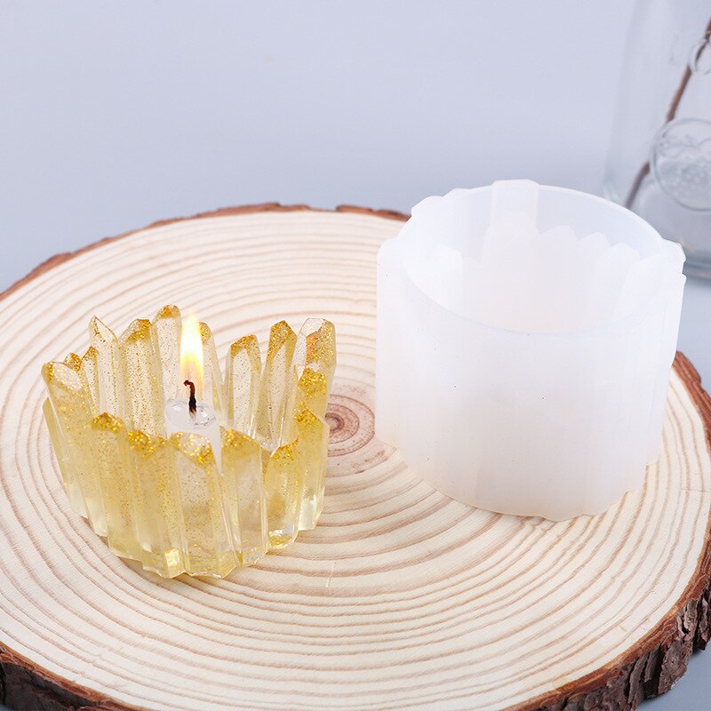 DIY Crystal Stone Candle Holder Silicone Mold Jewelry Decoration Ore Storage Box Epoxy Resin Mould