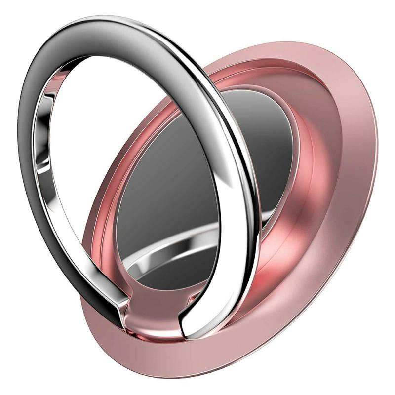 6 farver magnet metalfinger ring telefonholder 360 graders drejelig smartphone stikkontakt til magnetisk smartphone stativ: Rose guld