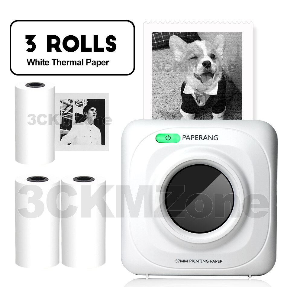 Paperang P1 Mini Bluetooth 4.0 Thermische Foto Printer Foto Telefoon Zak Printer Voor Android Ios Telefoon Pocket Inktloze Printer: Add 3White Paper