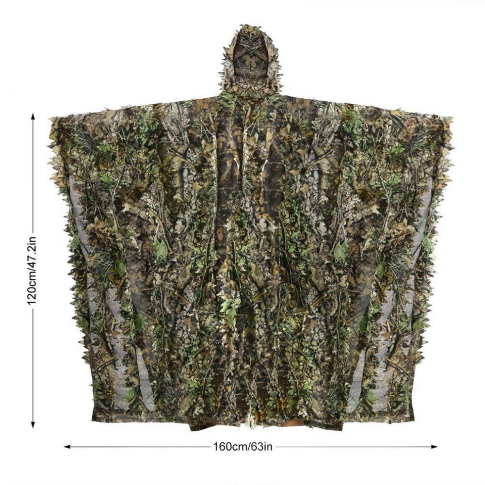 Levensechte 3D Bladeren Camouflage Poncho Mantel Stealth Suits Outdoor Woodland Cs Game Kleding Voor Schieten Birdwatching Set