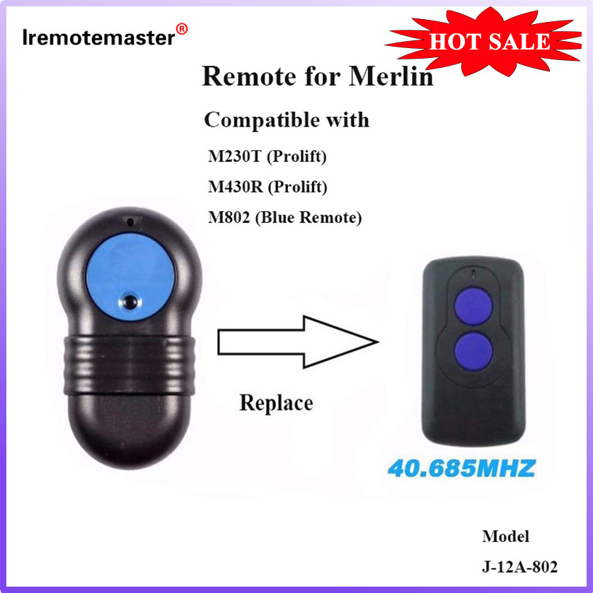 For Merlin M802 Garage Door Remote 40.685MHz Garage Control Remote Control Compatible with M230T M430R