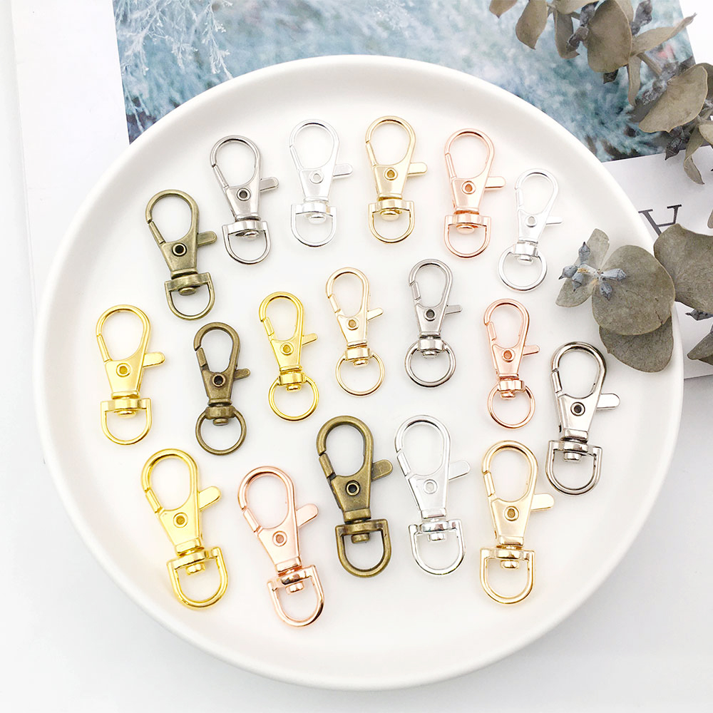 Ganchos de broche de langosta chapados en oro de aleación de Zinc clásico, para bricolaje, llavero, collar, pulsera, accesorios para hacer joyas, 6 colores, 10 unids/lote