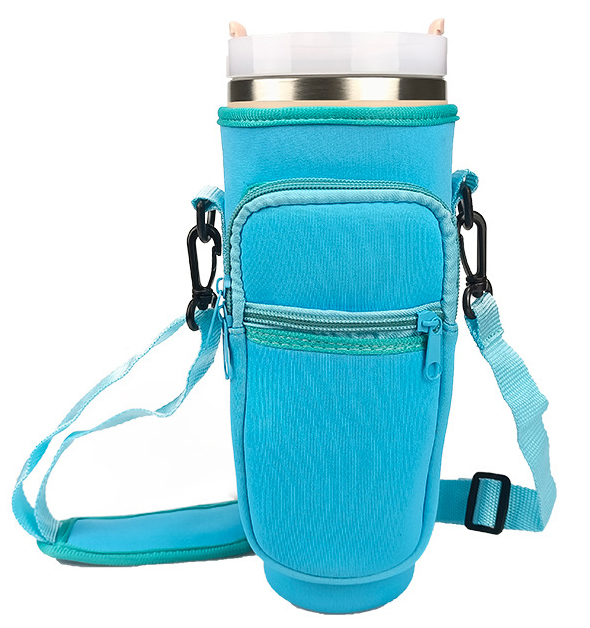 6 kleuren, 40 oz waterfles mok draagt bekerhouder met mobiele telefoonzakje.: Light Grey