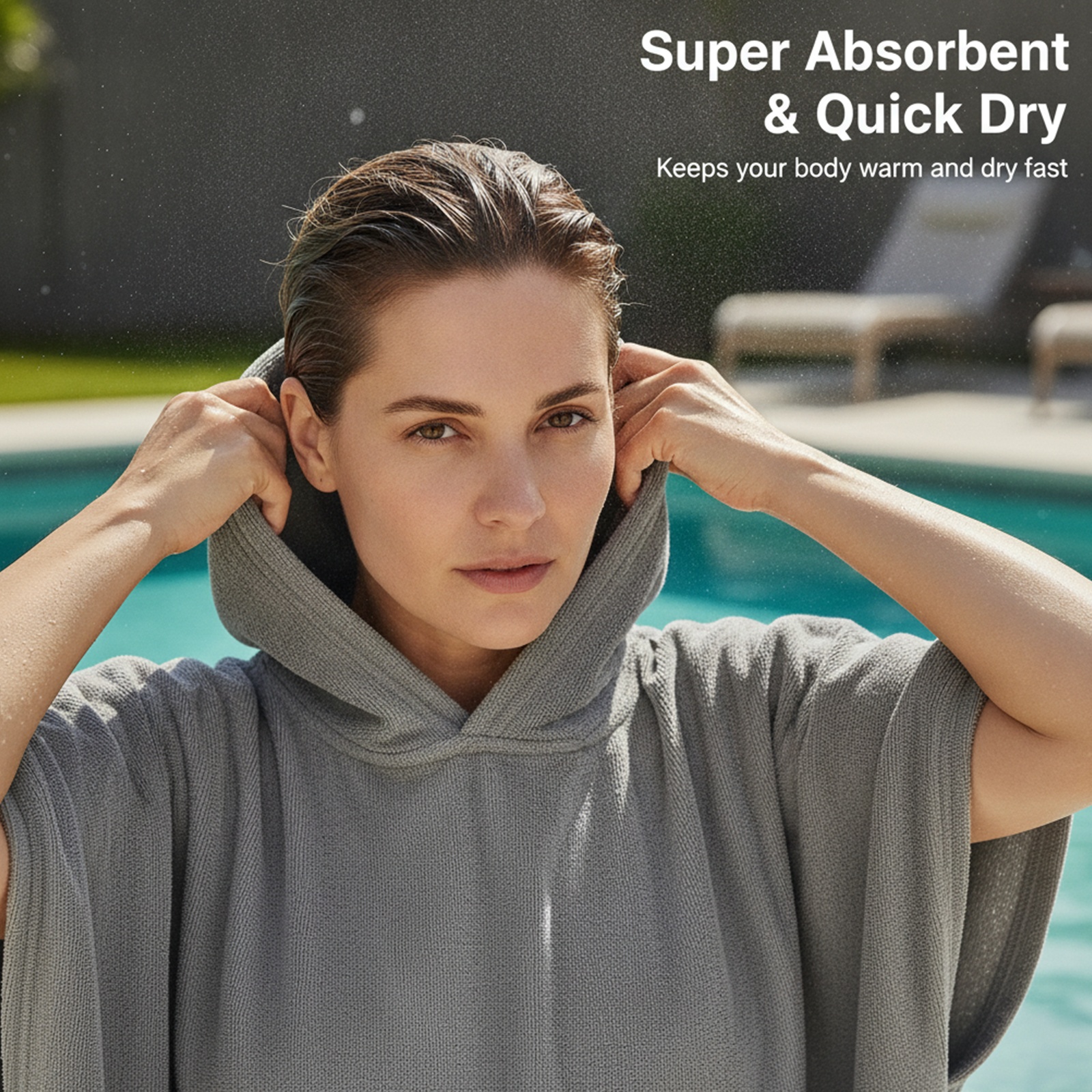 Volwassenen snel drogende surf poncho hoodie microvezel strandjas zwemhanddoek voor wisselen en strandgebruik